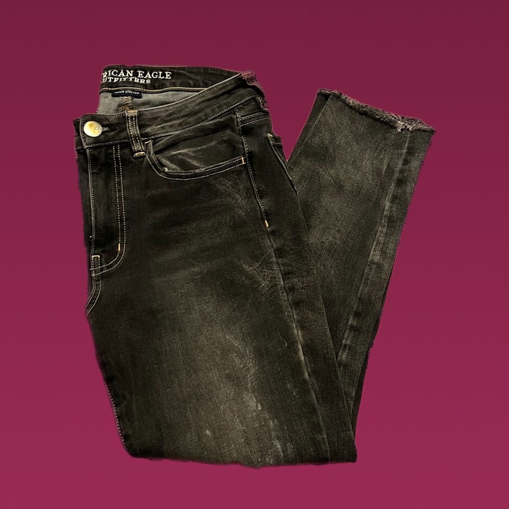 American Eagle Hi Rise Jegging Crop size 8 black/grey